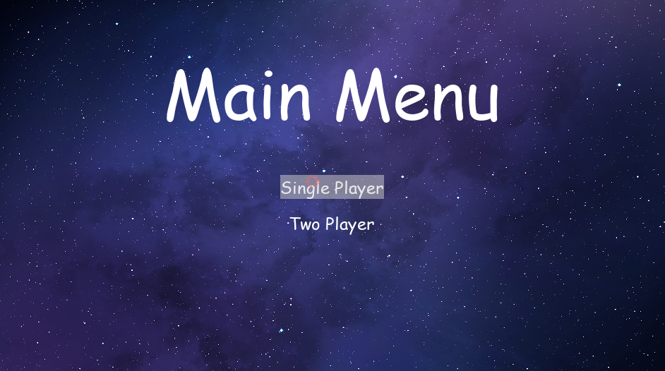 Space Defender Main Menu Screenshot