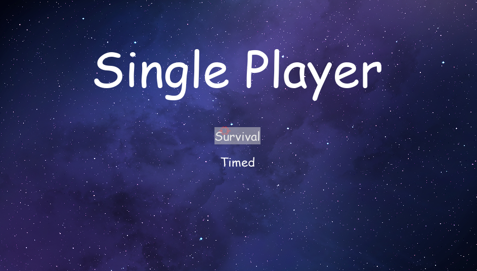 Space Defender Mode Menu Screenshot